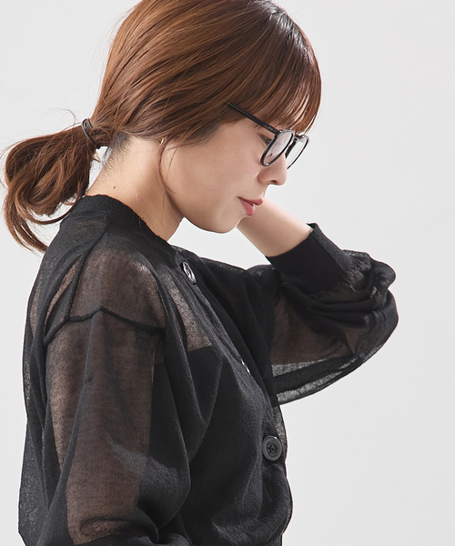 journal standard L'essage（ジャーナルスタンダードレサージュ）の「【JANE SMITH/ジェーンスミス】16G SHEER SHORTカーディガン（カーディガン/ボレロ・レディース・ブラック/ブルー・38）」の18枚目の写真