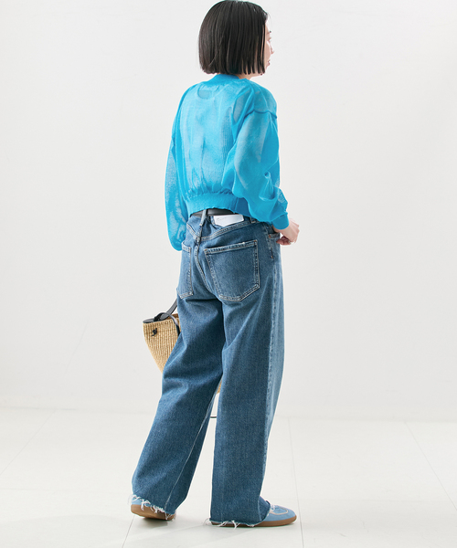 journal standard L'essage（ジャーナルスタンダードレサージュ）の「【JANE SMITH/ジェーンスミス】16G SHEER SHORTカーディガン（カーディガン/ボレロ・レディース・ブラック/ブルー・38）」の20枚目の写真