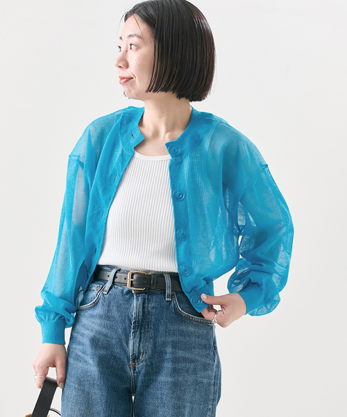 journal standard L'essage（ジャーナルスタンダードレサージュ）の「【JANE SMITH/ジェーンスミス】16G SHEER SHORTカーディガン（カーディガン/ボレロ・レディース・ブラック/ブルー・38）」の22枚目の写真