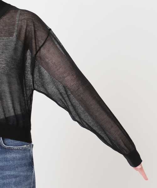 journal standard L'essage（ジャーナルスタンダードレサージュ）の「【JANE SMITH/ジェーンスミス】16G SHEER SHORTカーディガン（カーディガン/ボレロ・レディース・ブラック/ブルー・38）」の4枚目の写真