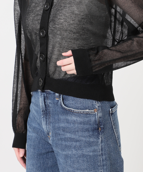 journal standard L'essage（ジャーナルスタンダードレサージュ）の「【JANE SMITH/ジェーンスミス】16G SHEER SHORTカーディガン（カーディガン/ボレロ・レディース・ブラック/ブルー・38）」の5枚目の写真