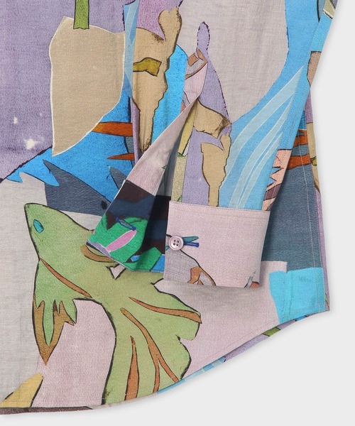 Paul Smith(ポールスミス)の「"River Collage" プリント 長袖シャツ / 163314 598Z(シャツ/ブラウス・メンズ・グレイッシュブルー/チェリーレッド・MEDIUM/SMALL/X-LARGE/LARGE)」の4枚目の写真