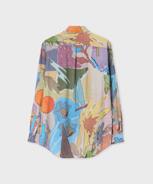 Paul Smith(ポールスミス)の「"River Collage" プリント 長袖シャツ / 163314 598Z(シャツ/ブラウス・メンズ・グレイッシュブルー/チェリーレッド・MEDIUM/SMALL/X-LARGE/LARGE)」の5枚目の写真