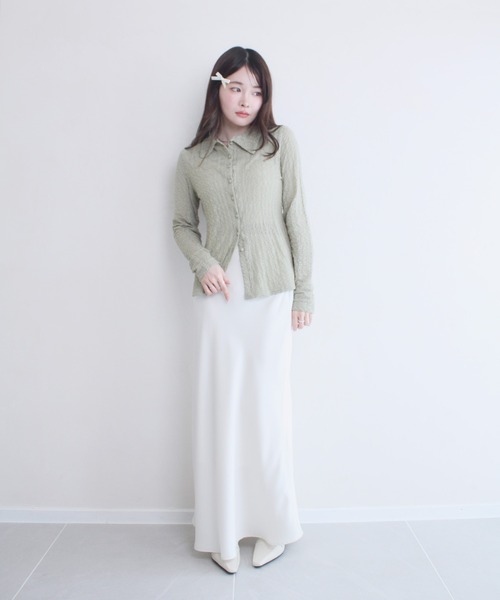 Reurie'（レウリィ）の「シアーレースポロカーディガン / 春服 アイボリー グリーン 襟 カジュアル（カーディガン/ボレロ・レディース・アイボリー/グリーン・FREE）」の18枚目の写真