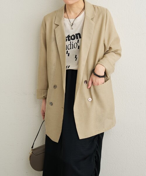 Omekashi（オメカシ）の「シアーメッシュジャケット（テーラードジャケット・レディース・カーキ/ベージュ/ブラック・FREE）」の7枚目の写真