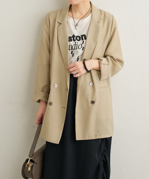 Omekashi（オメカシ）の「シアーメッシュジャケット（テーラードジャケット・レディース・カーキ/ベージュ/ブラック・FREE）」の8枚目の写真