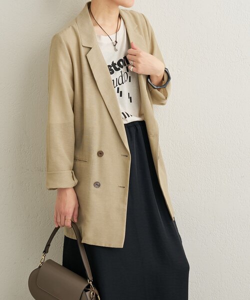 Omekashi（オメカシ）の「シアーメッシュジャケット（テーラードジャケット・レディース・カーキ/ベージュ/ブラック・FREE）」の10枚目の写真