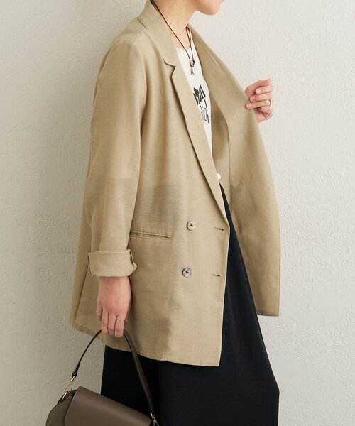 Omekashi（オメカシ）の「シアーメッシュジャケット（テーラードジャケット・レディース・カーキ/ベージュ/ブラック・FREE）」の11枚目の写真