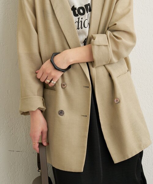 Omekashi（オメカシ）の「シアーメッシュジャケット（テーラードジャケット・レディース・カーキ/ベージュ/ブラック・FREE）」の14枚目の写真