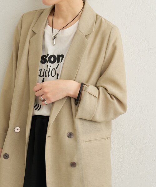 Omekashi（オメカシ）の「シアーメッシュジャケット（テーラードジャケット・レディース・カーキ/ベージュ/ブラック・FREE）」の15枚目の写真