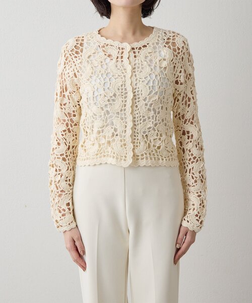 THE PAUSE（ザ ポーズ）の「【THE PAUSE】クロシェニットカーディガン（カーディガン/ボレロ・レディース・ブラウン/アイボリー・FREE）」の11枚目の写真