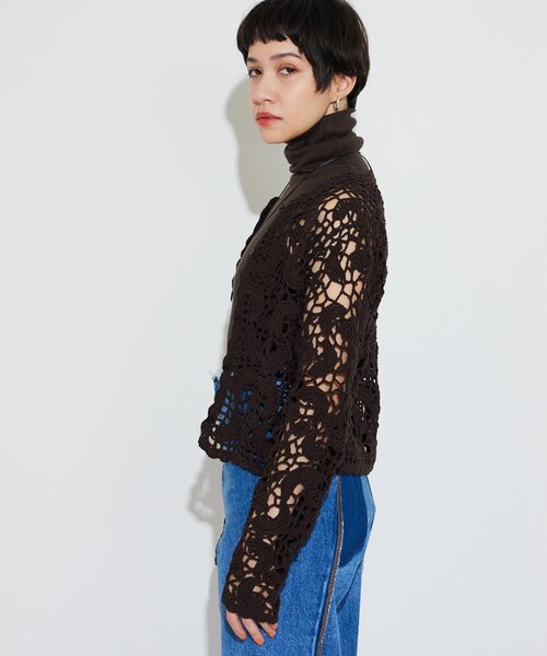 THE PAUSE（ザ ポーズ）の「【THE PAUSE】クロシェニットカーディガン（カーディガン/ボレロ・レディース・ブラウン/アイボリー・FREE）」の8枚目の写真