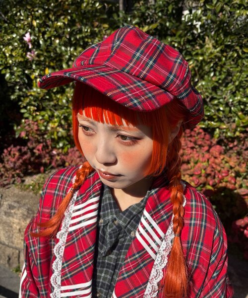 CIAOPANIC(チャオパニック)の「【I’m×CIAOPANIC】レトロタイムスリップキャスケット(キャップ・レディース・イエロー/レッド・ONE SIZE)」の2枚目の写真