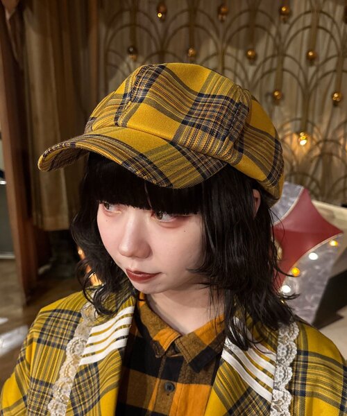 CIAOPANIC(チャオパニック)の「【I’m×CIAOPANIC】レトロタイムスリップキャスケット(キャップ・レディース・イエロー/レッド・ONE SIZE)」の1枚目の写真