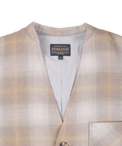 PENDLETON（ペンドルトン）の「【SE1】【PENDLETON/ペンドルトン】 4475-7003 COLLARLESS TOPSTAR JACKET（ノーカラージャケット・メンズ・Beige・M/L）」の4枚目の写真