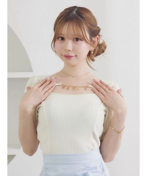 EATME(イートミー)の「デコルテチャームコンパクトリブTOP(Tシャツ/カットソー・レディース・アイボリー/ブルー/グレー・FREE)」の7枚目の写真