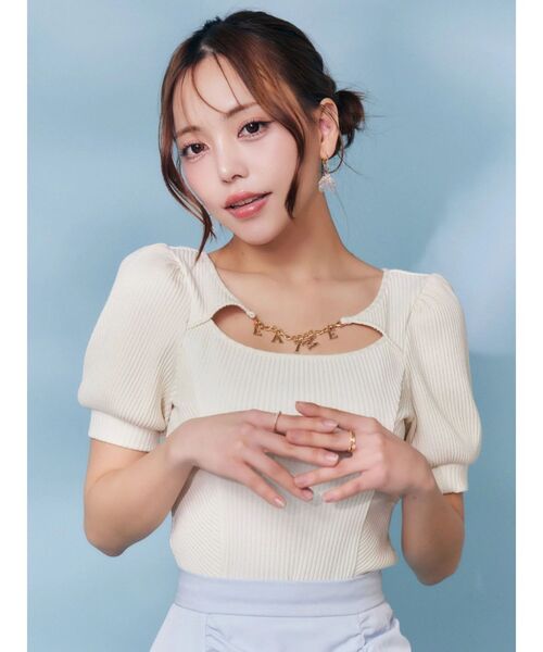 EATME(イートミー)の「デコルテチャームコンパクトリブTOP(Tシャツ/カットソー・レディース・アイボリー/ブルー/グレー・FREE)」の13枚目の写真