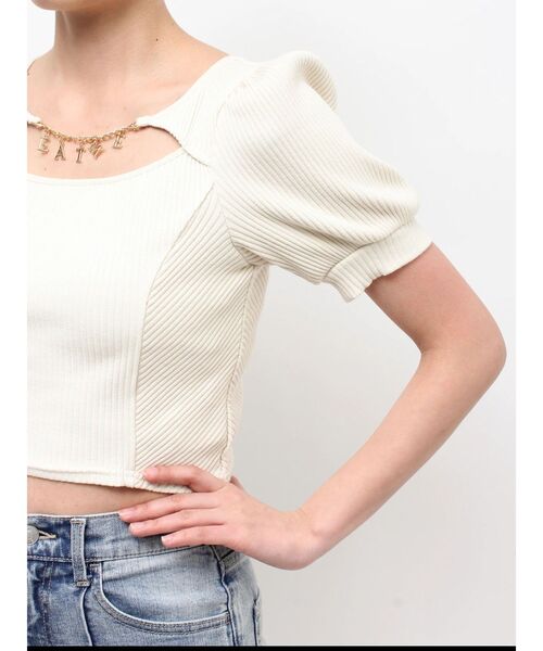 EATME(イートミー)の「デコルテチャームコンパクトリブTOP(Tシャツ/カットソー・レディース・アイボリー/ブルー/グレー・FREE)」の16枚目の写真