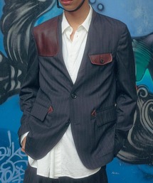 KHOKI（コッキ）の「【KHOKI/コッキ】Leather-Patch No-Collar Jacket（テーラードジャケット）」