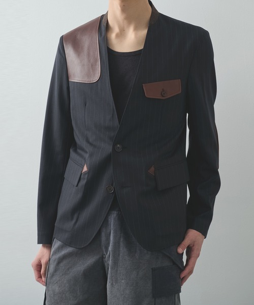 【KHOKI】26ss Leather-Patch No-Collar JKT 0440825156795an_3?$VS_1500$