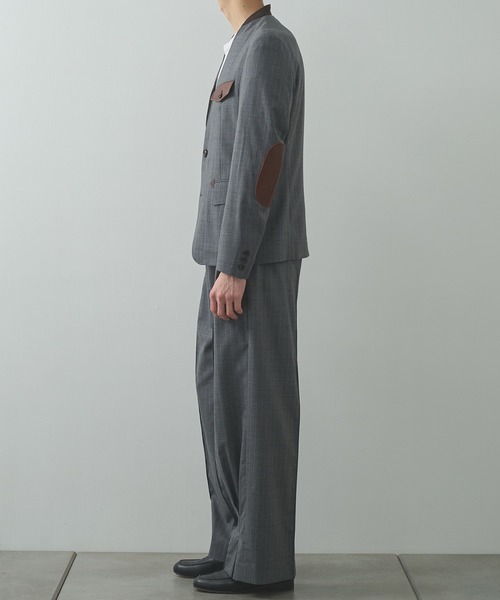 KHOKI(コッキ)の「【KHOKI/コッキ】Leather-Patch No-Collar Jacket(テーラードジャケット・メンズ・グレー/ブラック・3/2)」の17枚目の写真