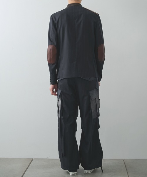 KHOKI(コッキ)の「【KHOKI/コッキ】Leather-Patch No-Collar Jacket(テーラードジャケット・メンズ・グレー/ブラック・3/2)」の9枚目の写真