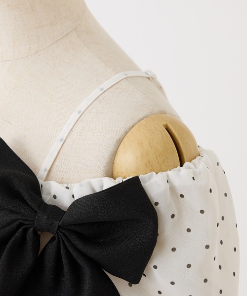 one after another NICE CLAUP（ワンアフターアナザーナイスクラップ）の「シャーリングリボンブラウス（シャツ/ブラウス・レディース・ドット/ピンク/ブラック/サックスブルー・FREE）」の13枚目の写真