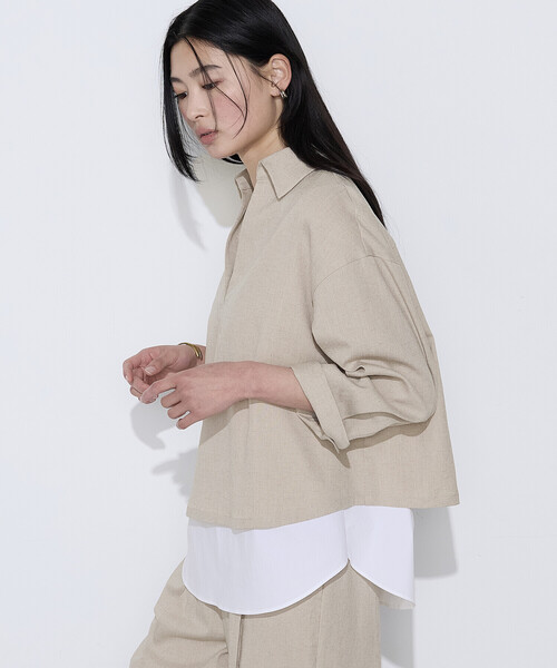 COMME CA（コムサ）の「トリアセスラブストレッチ アンサンブルプルオーバー（Tシャツ/カットソー・レディース・キナリ/ネイビー・11号/9号）」の7枚目の写真