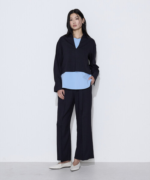 COMME CA（コムサ）の「トリアセスラブストレッチ アンサンブルプルオーバー（Tシャツ/カットソー・レディース・キナリ/ネイビー・11号/9号）」の11枚目の写真