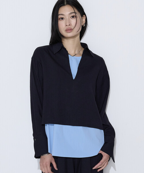 COMME CA（コムサ）の「トリアセスラブストレッチ アンサンブルプルオーバー（Tシャツ/カットソー・レディース・キナリ/ネイビー・11号/9号）」の14枚目の写真