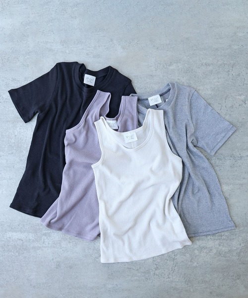 yuni(ユニ )の「△C Pe natural テレコタンクトップ(Tシャツ/カットソー・レディース・その他/ブラック/ホワイト/グレー・FREE)」の5枚目の写真