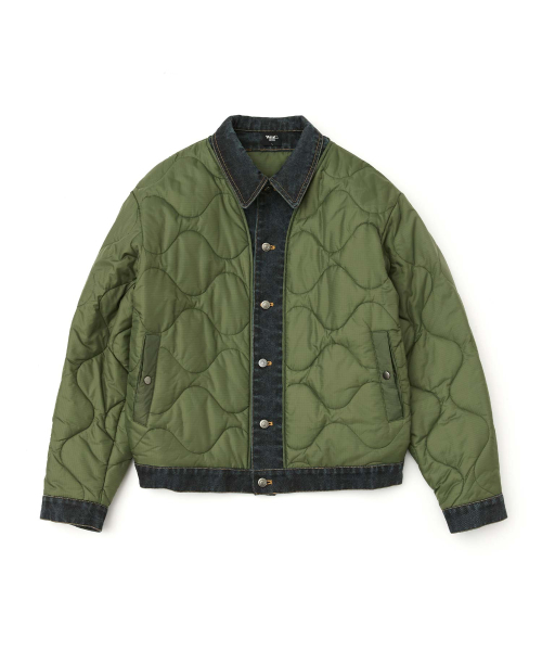 WMC(ダブリューエムシー)の「デニムレイヤーキルティングジャケット_KHAKI(ダウンジャケット/コート・メンズ・カーキ・L/M/XL)」の1枚目の写真