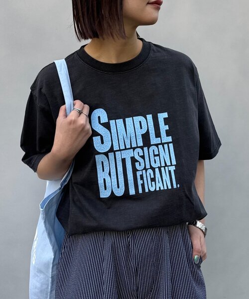CIAOPANIC TYPY（チャオパニックティピー）の「【UNISEX】【プラスサイズあり】スラブ天竺ピグメントロゴTEE（Tシャツ/カットソー・メンズ・ブラウン/ホワイト/ブラック/イエロー/ブラック系その他/ブルー/ピンク・LARGE/MEDIUM/XX-LARGE）」の3枚目の写真