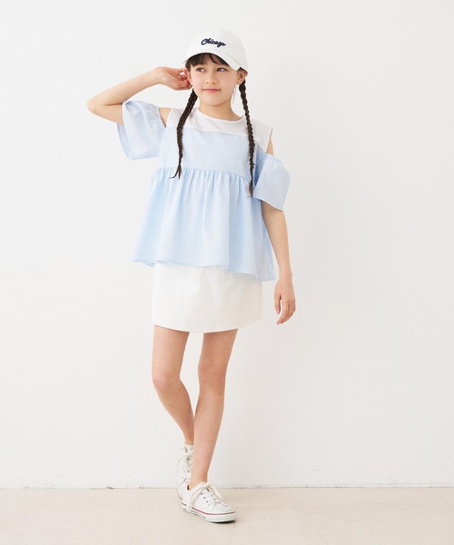 coca(coca)(コカ)の「キッズ ストライプドッキング肩あきブラウス(シャツ/ブラウス・キッズ・ライトブルー/パープル・120/130/140/150)」の8枚目の写真