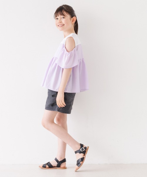 coca(coca)(コカ)の「キッズ ストライプドッキング肩あきブラウス(シャツ/ブラウス・キッズ・ライトブルー/パープル・120/130/140/150)」の10枚目の写真