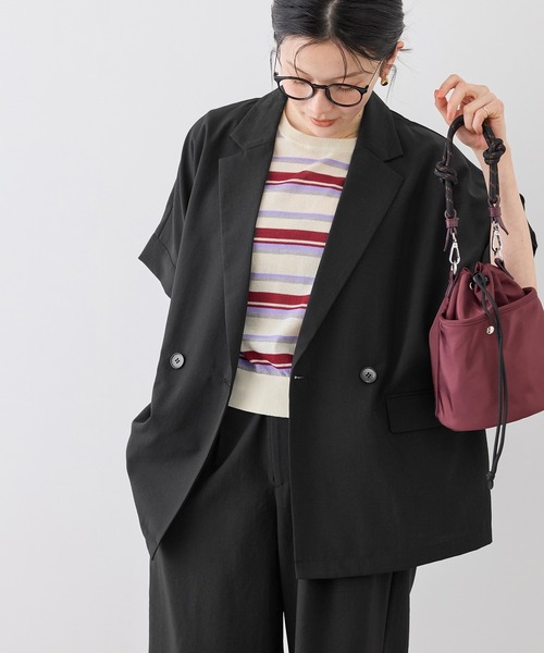 ROPE' PICNIC（ロペピクニック）の「エアリーリネンライク ドルマンジャケット/接触冷感・UVカット・速乾（テーラードジャケット・レディース・ベージュ/ブラック/キャメル/ダークブラウン/ネイビー・FREE）」の14枚目の写真