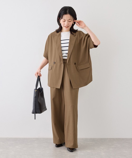 ROPE' PICNIC（ロペピクニック）の「エアリーリネンライク ドルマンジャケット/接触冷感・UVカット・速乾（テーラードジャケット・レディース・ベージュ/ブラック/キャメル/ダークブラウン/ネイビー・FREE）」の22枚目の写真