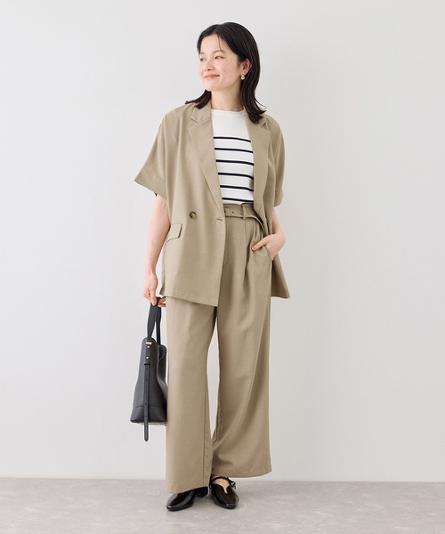 ROPE' PICNIC(ロペピクニック)の「エアリー リネンライク ドルマン ジャケット 接触冷感 UVカット 速乾(テーラードジャケット・レディース・ベージュ/ブラック/キャメル/ダークブラウン/ネイビー・FREE)」の21枚目の写真