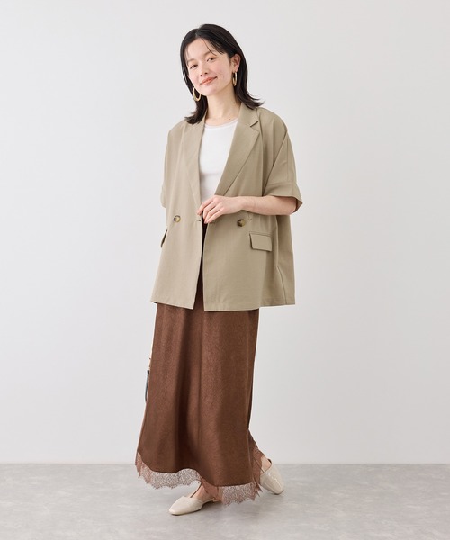 ROPE' PICNIC(ロペピクニック)の「エアリー リネンライク ドルマン ジャケット 接触冷感 UVカット 速乾(テーラードジャケット・レディース・ベージュ/ブラック/キャメル/ダークブラウン/ネイビー・FREE)」の22枚目の写真