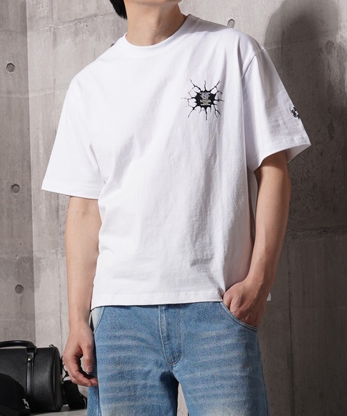Laufer(ロイファー)の「【Laufer】Bullet hole Tee / バレットホール クロップド ボックスシルエット Tシャツ / 短丈 ヘビーウェイト 刺繍 Tシャツ(Tシャツ/カットソー・メンズ・ホワイト/ブラック・XL/L/M/S)」の11枚目の写真