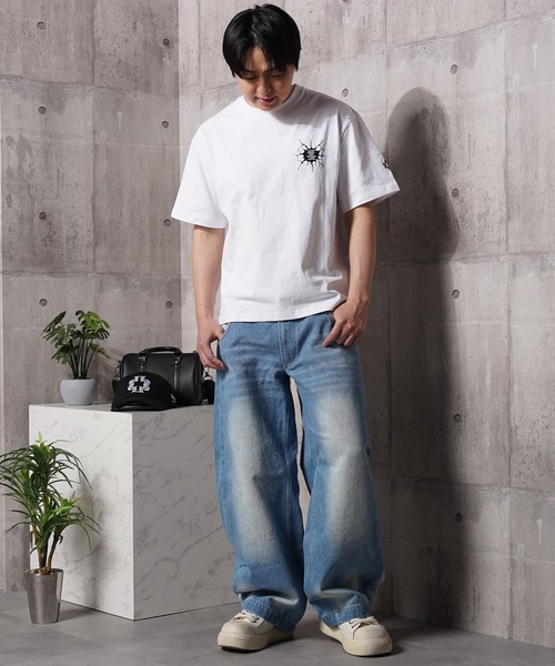 Laufer(ロイファー)の「【Laufer】Bullet hole Tee / バレットホール クロップド ボックスシルエット Tシャツ / 短丈 ヘビーウェイト 刺繍 Tシャツ(Tシャツ/カットソー・メンズ・ホワイト/ブラック・XL/L/M/S)」の12枚目の写真