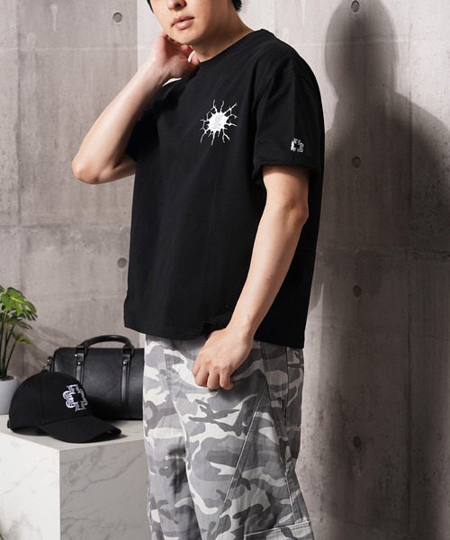 Laufer(ロイファー)の「【Laufer】Bullet hole Tee / バレットホール クロップド ボックスシルエット Tシャツ / 短丈 ヘビーウェイト 刺繍 Tシャツ(Tシャツ/カットソー・メンズ・ホワイト/ブラック・XL/L/M/S)」の21枚目の写真