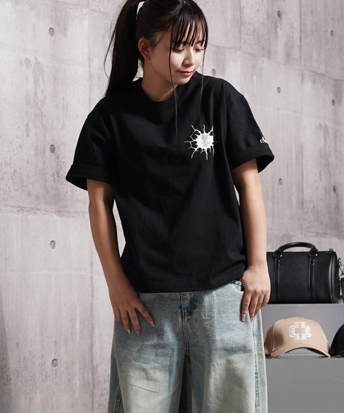 Laufer(ロイファー)の「【Laufer】Bullet hole Tee / バレットホール クロップド ボックスシルエット Tシャツ / 短丈 ヘビーウェイト 刺繍 Tシャツ(Tシャツ/カットソー・メンズ・ホワイト/ブラック・XL/L/M/S)」の14枚目の写真