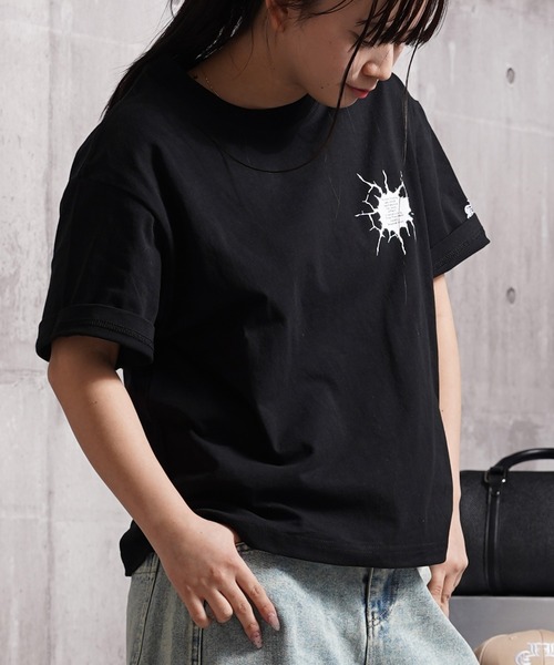 Laufer(ロイファー)の「【Laufer】Bullet hole Tee / バレットホール クロップド ボックスシルエット Tシャツ / 短丈 ヘビーウェイト 刺繍 Tシャツ(Tシャツ/カットソー・メンズ・ホワイト/ブラック・XL/L/M/S)」の16枚目の写真
