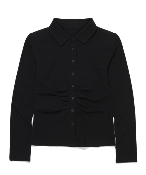 MOAA（モア）の「Gathered Form Shirt (BLACK)（シャツ/ブラウス・レディース・その他・SMALL/MEDIUM）」の3枚目の写真