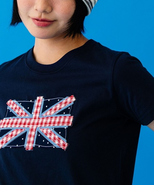 Cavish(カビシ)の「CAVISH/ユニオンジャックTシャツ(Tシャツ/カットソー・レディース・ネイビー/ホワイト/グレー・SMALL)」の1枚目の写真