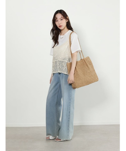fifth(フィフス)の「【2点セット】Tシャツ×かぎ針ビスチェ(Tシャツ/カットソー・レディース・アイボリー・M)」の5枚目の写真