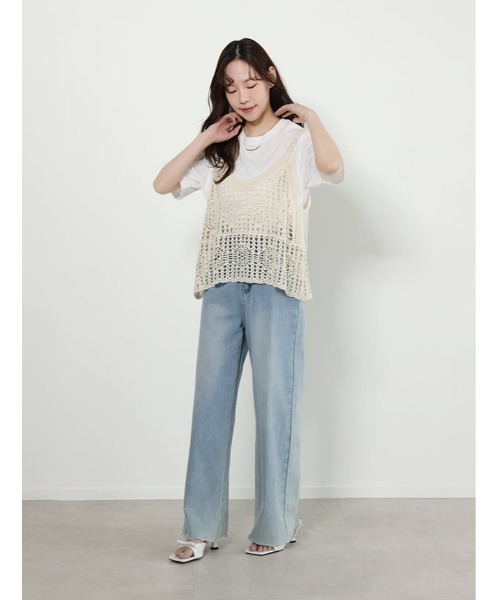 fifth(フィフス)の「【2点セット】Tシャツ×かぎ針ビスチェ(Tシャツ/カットソー・レディース・アイボリー・M)」の7枚目の写真
