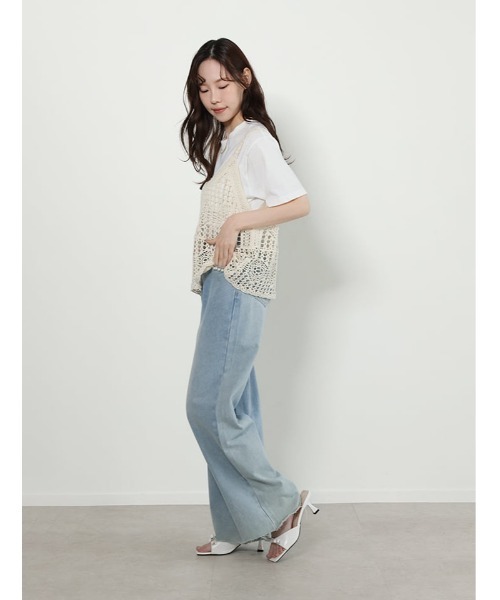 fifth(フィフス)の「【2点セット】Tシャツ×かぎ針ビスチェ(Tシャツ/カットソー・レディース・アイボリー・M)」の8枚目の写真