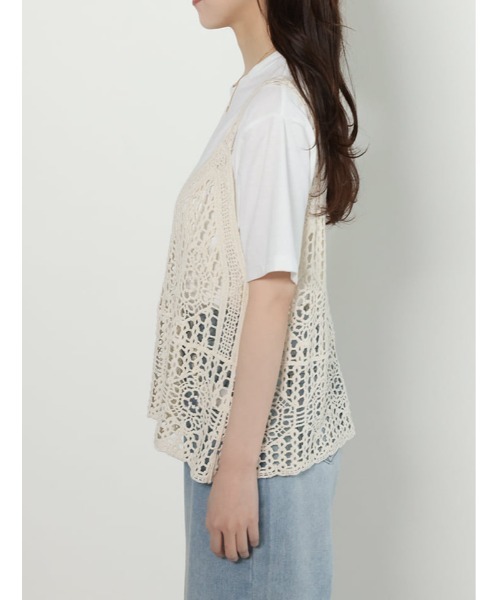 fifth(フィフス)の「【2点セット】Tシャツ×かぎ針ビスチェ(Tシャツ/カットソー・レディース・アイボリー・M)」の10枚目の写真